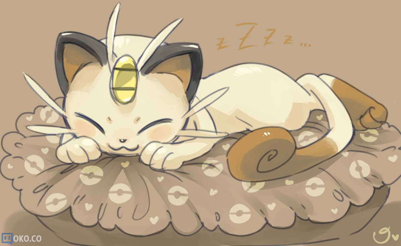 Konachan.com - 156531 animal cat magical_ondine meowth pokemon sleeping tail.jpg